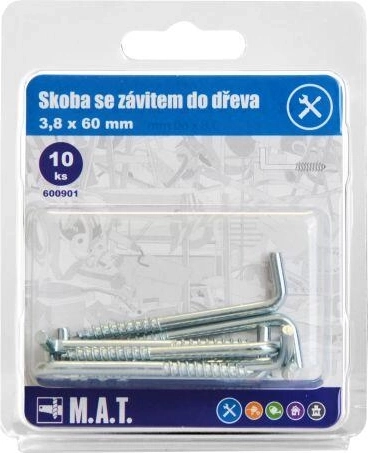 Screw-in hook for wood 60 × 3.8 mm, galvanized (10 pcs)