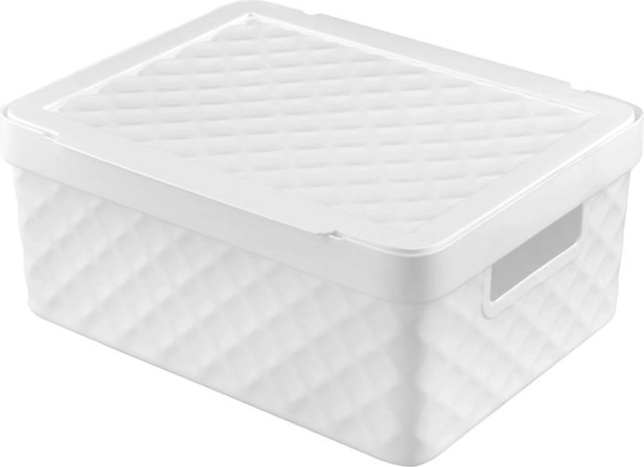 Plastmasas uzglabāšanas grozs ar vāku HEIDRUN Diamond 36 × 27 × 14 cm — 1 gab.