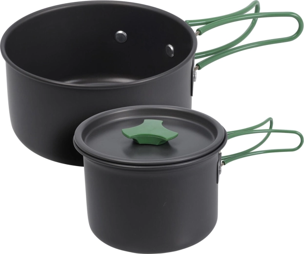Camping aluminum cookware set – 2-piece, black