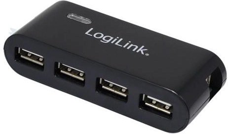 USB 2.0 centrmezgls ar 4 portiem un barošanas adapteri, melns