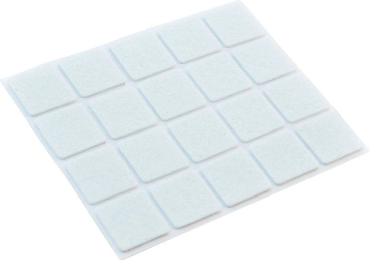 Felt self-adhesive furniture pads 20 pcs, white 25 × 25 mm