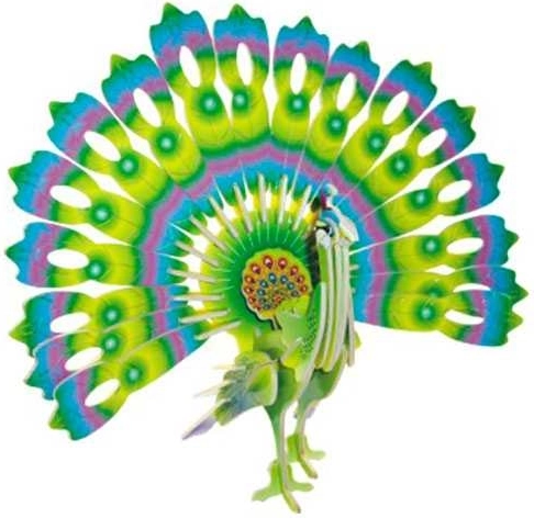 Koka 3D puzle Pāvs (krāsains)