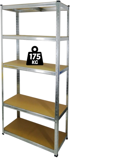 Metāla plaukts ar 5 plauktiem 180 × 90 × 30 cm, nestspēja 175 kg uz plauktu