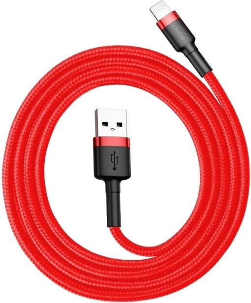 Baseus USB–Lightning uzlādes un datu kabelis, 0,5 m, 2,4 A, sarkans