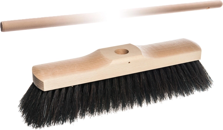 Broom 28 cm wooden unvarnished with bristles 50/50 and handle 130 cm