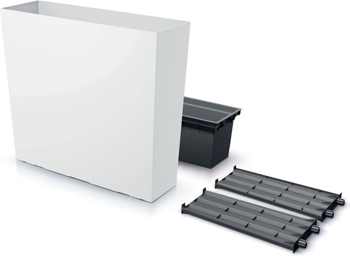 Augsts puķu stādāmais pods URBI CASE T 77 cm, balts, ar ieliktni