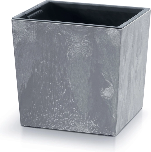 Urbi Square Low Planter with Insert 30 cm, concrete effect, marengo