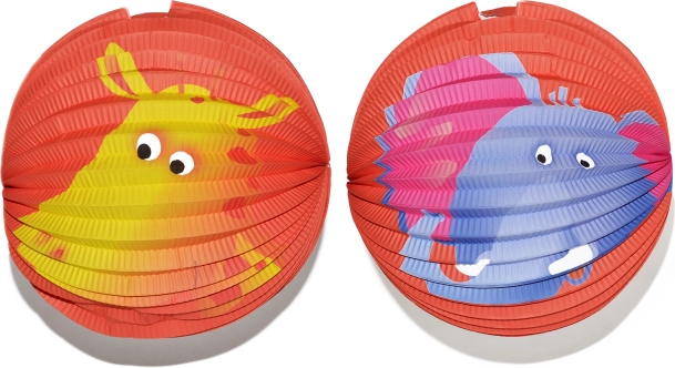 Papīra lampions bumba ar dzīvnieku rakstu 25 cm