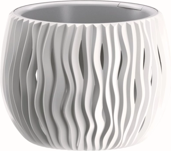 Puķu pods Sandy Bowl ar ieliktni 18 cm balts