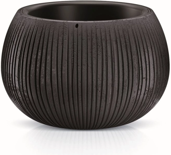 Concrete-look Planter Bowl with Insert 18 cm – Black