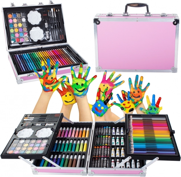 Mākslas komplekts koferītī 145 gab., rozā