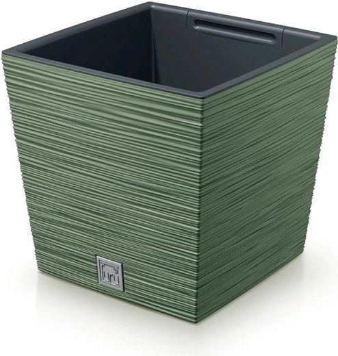 Furu Square Low Planter 24 cm earthy green