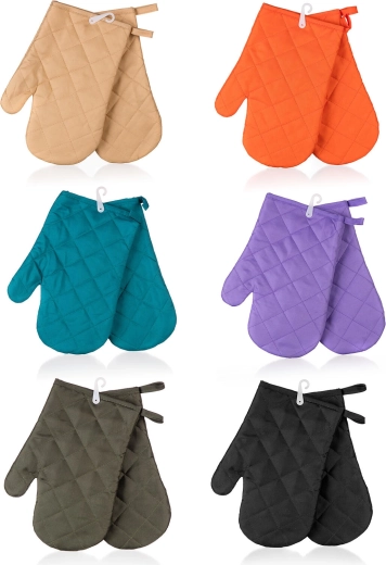 SOLID kitchen oven mitts with loop, 27 × 17 cm, set of 2, assorted colors