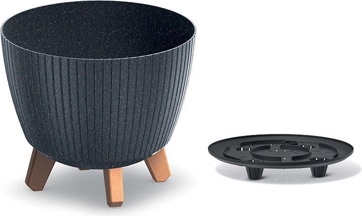 Puķupods Lamia Eco Wood antracīts 23,2 cm
