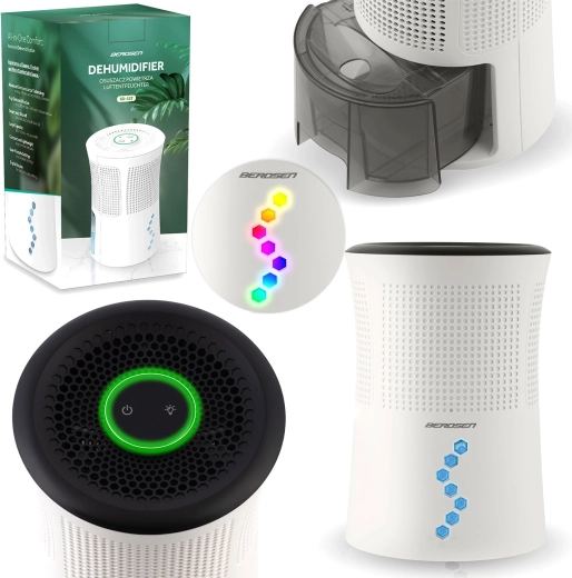 BERDSEN Air Dehumidifier with LED Lighting, 700 ml, 34 dB
