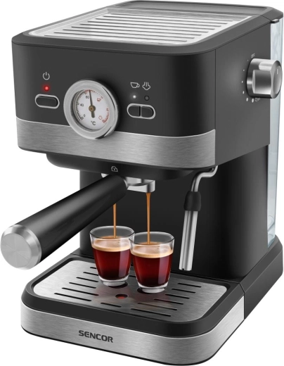 Sviras kafijas automāts Sencor SES 1721BK espresso un kapučīno pagatavošanai