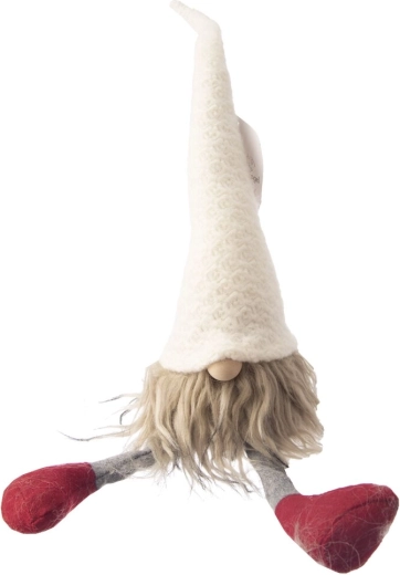 Plīša Ziemassvētku rūķītis balts/sarkans 42 cm