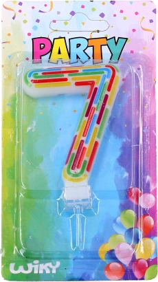 Kūkas ballīšu svece – cipars 7, svītriņas