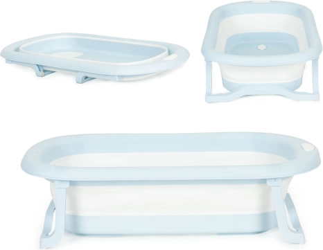 Saliekamā ceļojumu bērnu vanniņa ar noteci, pelēka