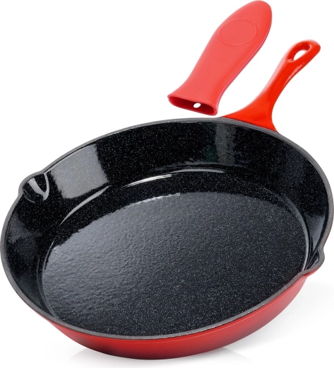 čuguna emalēta panna ar silikona uzmavu 30 cm