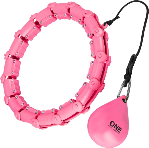 Masāžas viedais hula hoop ar svaru ONE Fitness rozā