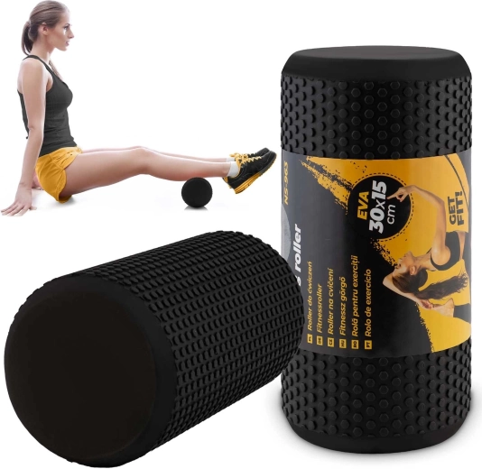 EVA Foam Massage Roller 30 × 15 cm Black