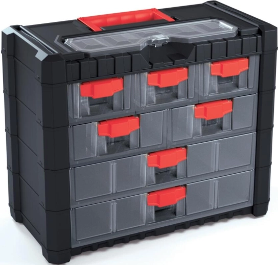 Plastic workshop cabinet CARGO with organizer 7+1, 400 × 200 × 326 mm