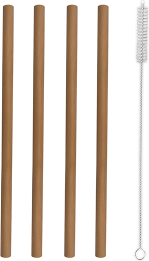 Bamboo drinking straws 20 cm (4 pcs) with cleaning brush