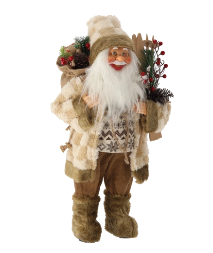 Stāvoša Ziemassvētku figūra Mikulāšs ar slēpēm 60 cm - 1 gab.