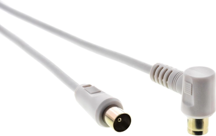 Sencor antenna coaxial cable, plug–socket 90° 2.5 m, white