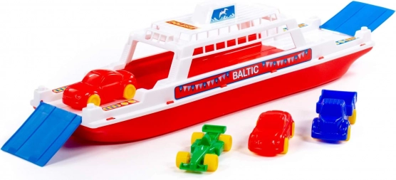 Plastmasas prāmis BALTIC ar 4 mini mašīnītēm