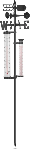 Garden weather station with thermometer, rain gauge and anemometer