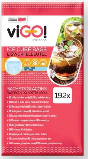 Self-sealing ice cube bags 8 × 24 cubes