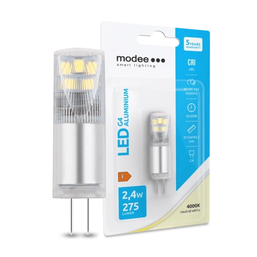 LED spuldze G4 alumīnija 12 V 2,4 W 4000 K 275 lm MODEE