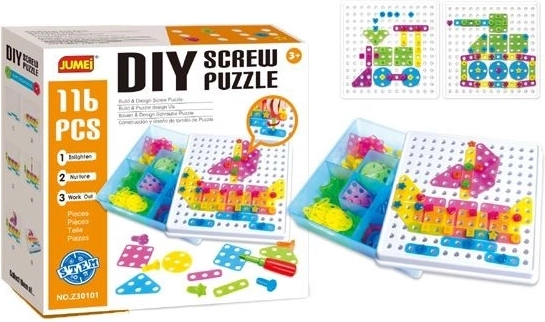 Construction building set with screwing in a box, 116 pieces - 1 piece