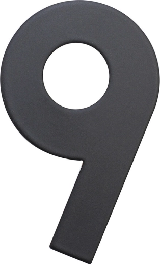 House Number 9, 75 mm, stainless steel, matte black