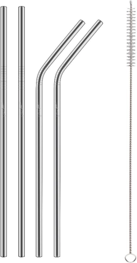 Lamart stainless steel straws with cleaning brush, 5 pcs