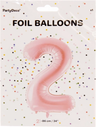 Rozā folijas balons cipars 2, 86 cm