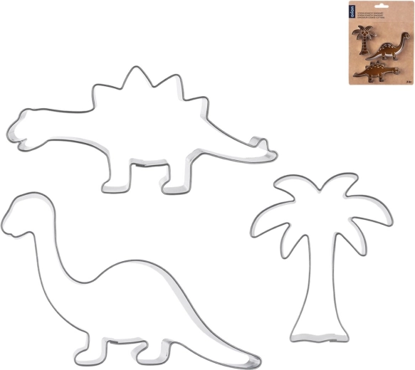 Stainless steel dinosaur cookie cutters (set of 3)
