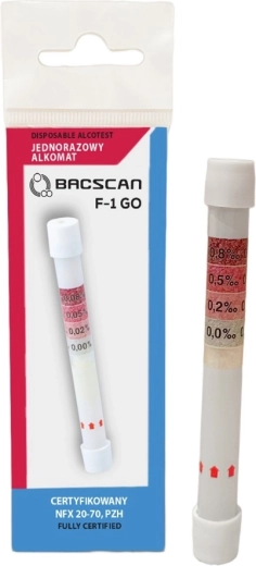 Vienreizlietojams ķīmiskais alkometrs BACscan F-1 GO