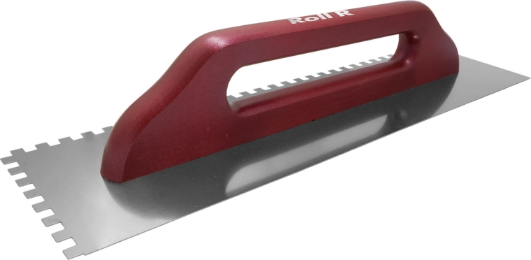 Stainless steel notched trowel 8 mm, 480 × 130 mm