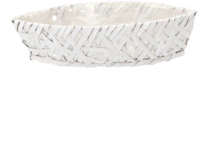 Dekoratīvs koka puķupoda apvalks laiviņas formā, balts 58 × 23 × 12 cm