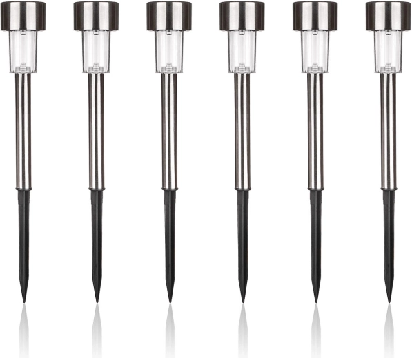 Activer solar stainless-steel garden spike light 31 cm (6 pcs)