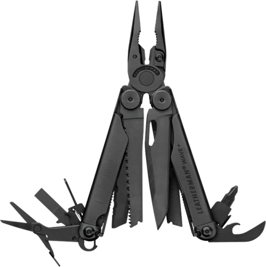 Leatherman Wave Plus Black multifunkcionāls instruments – 18 funkcijas, melns