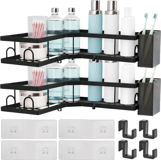 RENEW FORCE set of 2 corner bathroom shelves without drilling