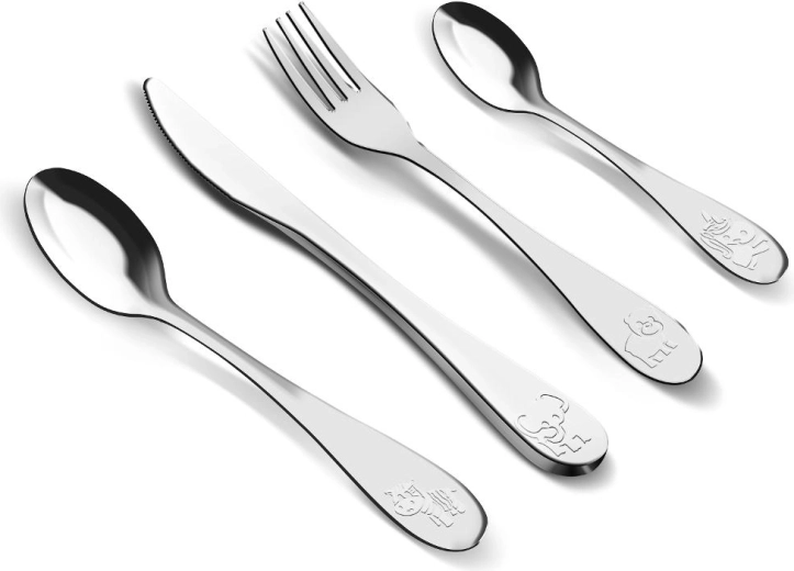 Lamart children's cutlery set with animal motifs, 4 pieces