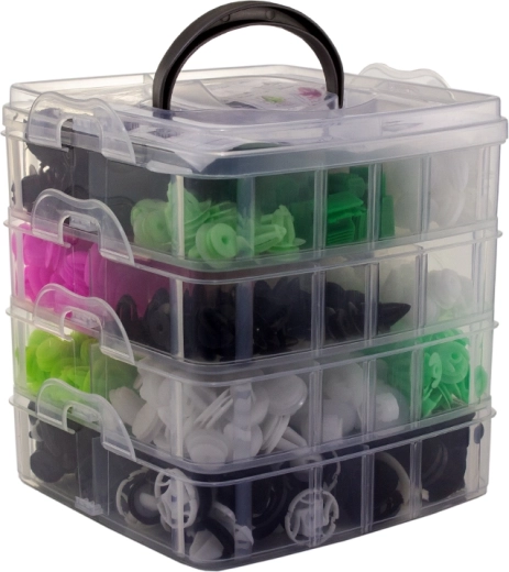 Automobiļu plastmasas stiprinājumu komplekts ar instrumentiem, 475 gab.