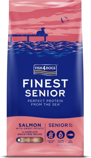 Granulas maziem senioriem suņiem ar lasi un batātēm FISH4DOGS Finest 6 kg