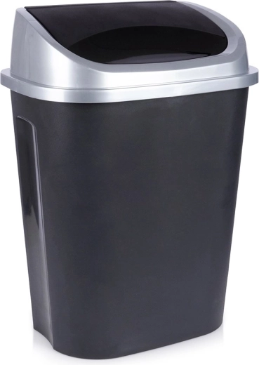 Plastmasas atkritumu tvertne ar šūpojošu vāku 50 l, melna
