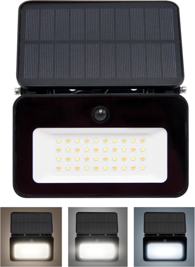 Solight saules LED prožektors ar sensoru, 6 W, 660 lm, melns